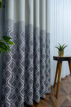 Modern Pano Fon Perde Bantlı Çift Renk - 503- Gri-füme-antrasit-bej-gri Açık