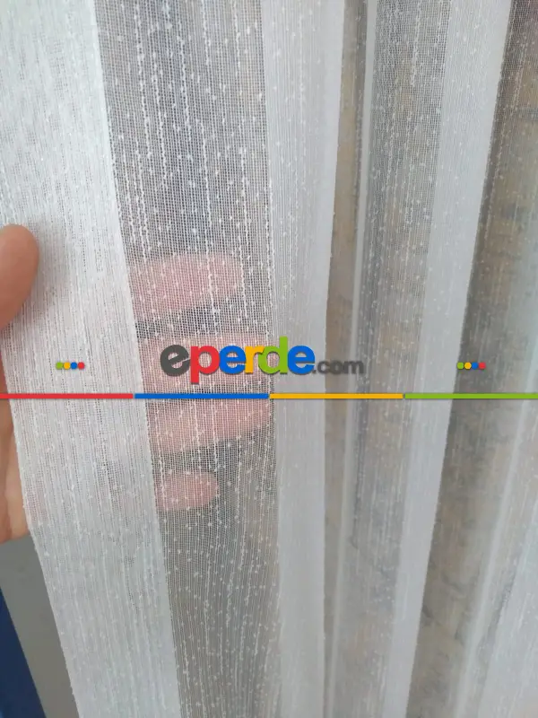 Kar Tanesi Serpme Desen Tül Perde - Krem