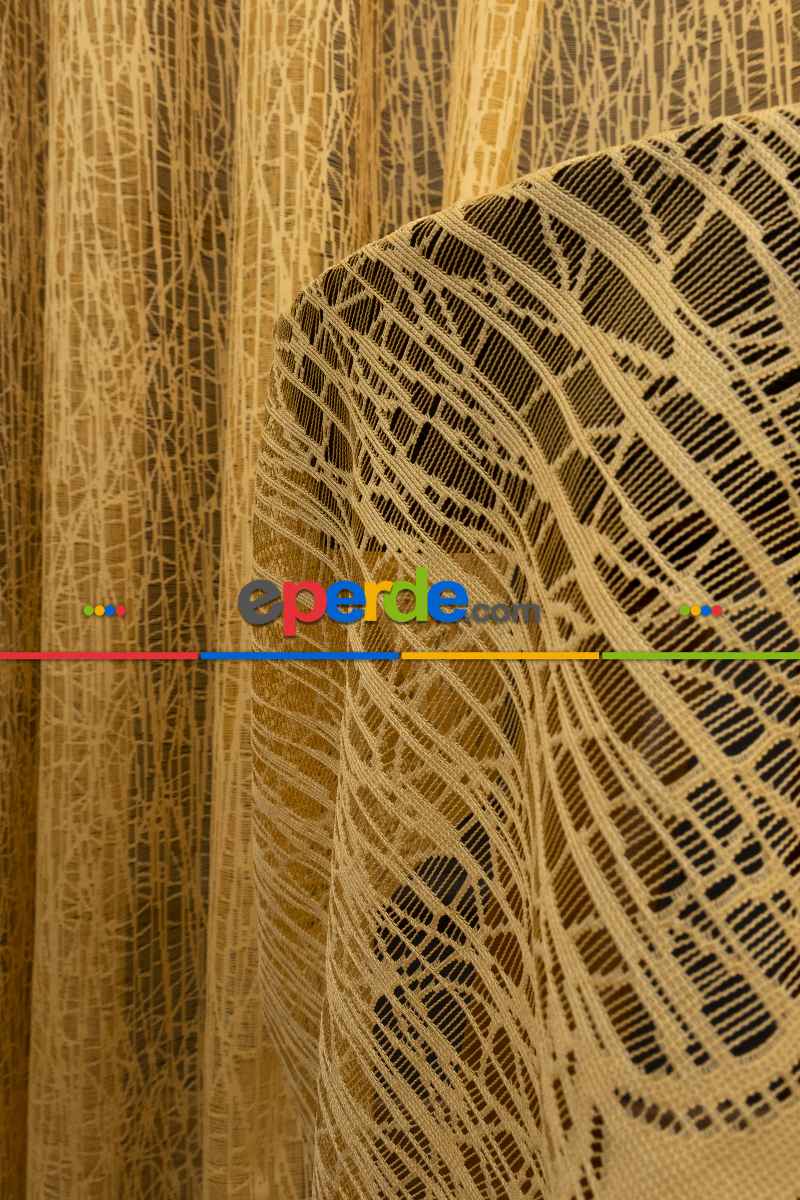 Koyu Sarı Hardal Renk Tül Camkırığı Tül