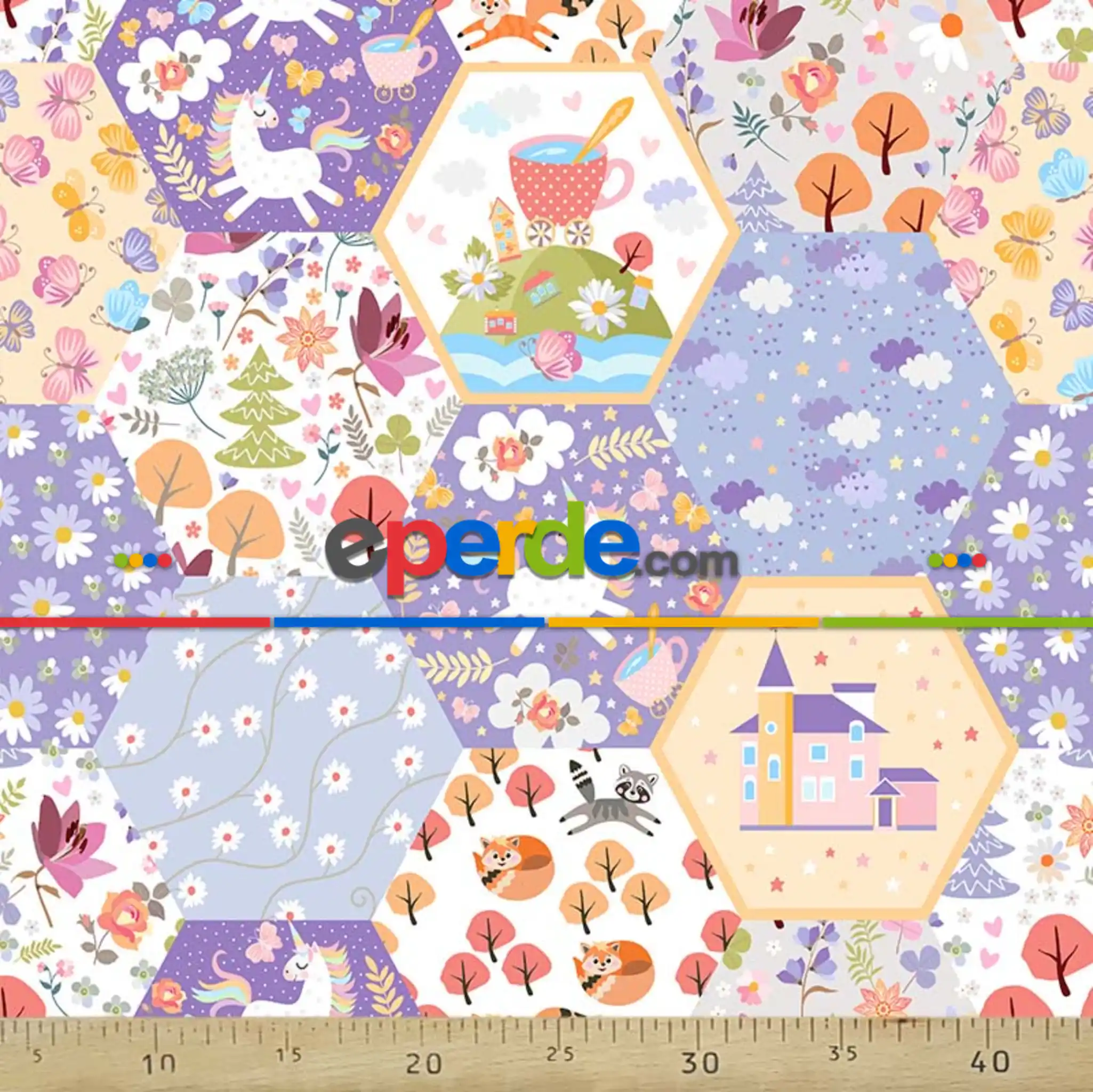 Çoçuk Odası Desenli Fon Perde Evm578 Kumaşı Kalındır Duck Bezi Değildir- Mavi-Sarı-Beyaz-Turuncu-Pembe Açık