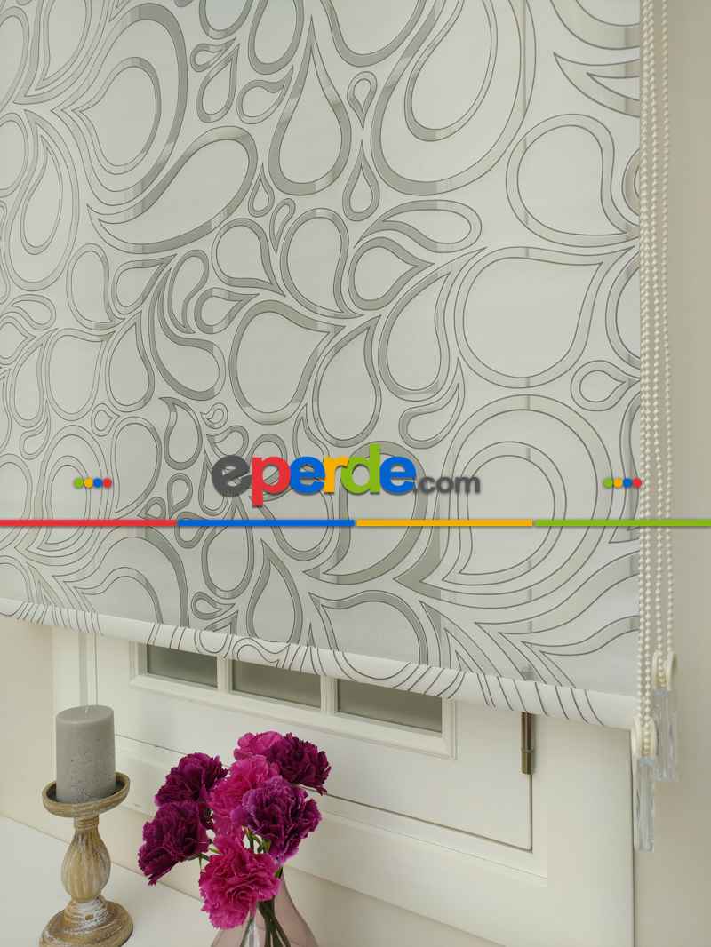 Mutfak Tül Stor Perde - Çiftli Sistem- Beyaz