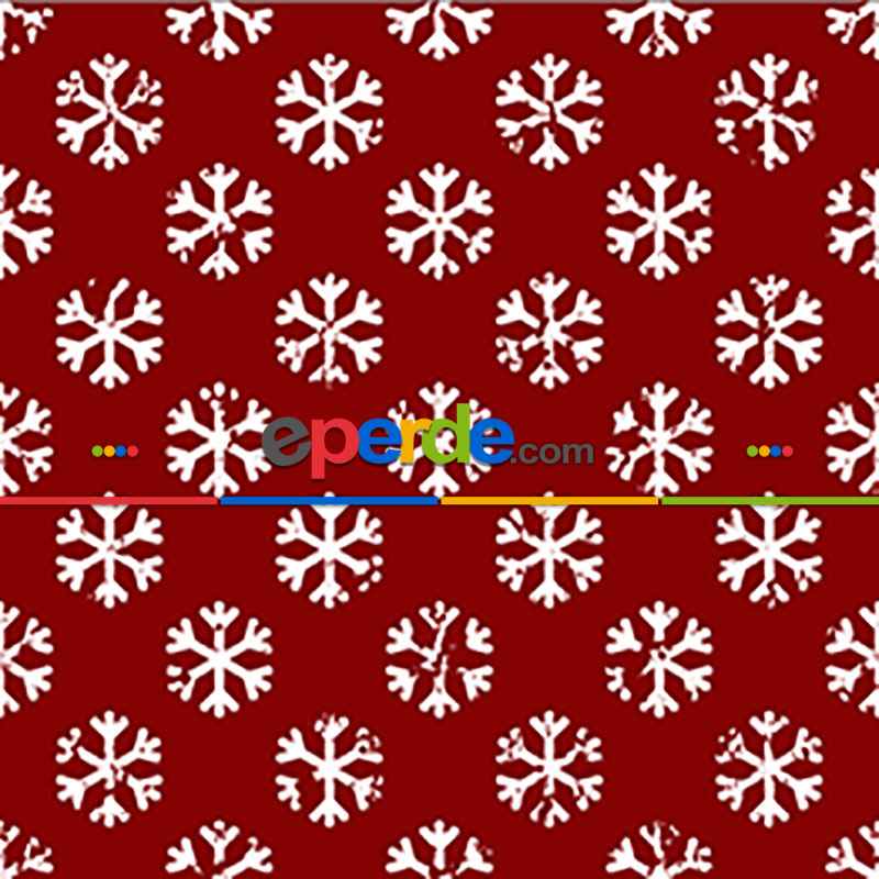 Kar Taneleri Desenli Fon Perde Evm751-8 Kumaşı Kalındır Duck Bezi Değildir- Beyaz-Bordo