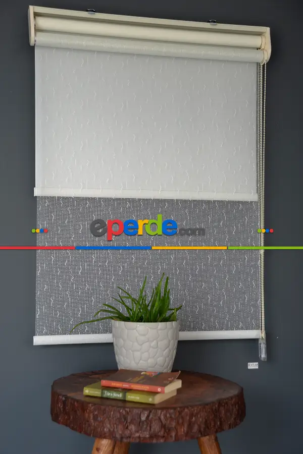 Halim Perdesan Dacuz-91 Beyaz Renk Etekli Veya Eteksiz Çift Mekanizmalı Tül Stor Perde