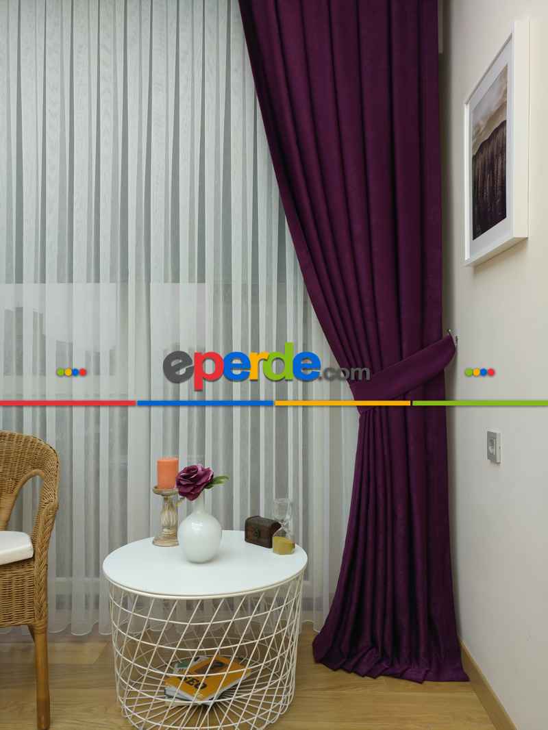 Soft Mürdüm Fon Perde (180)- Mor Patlıcan Moru