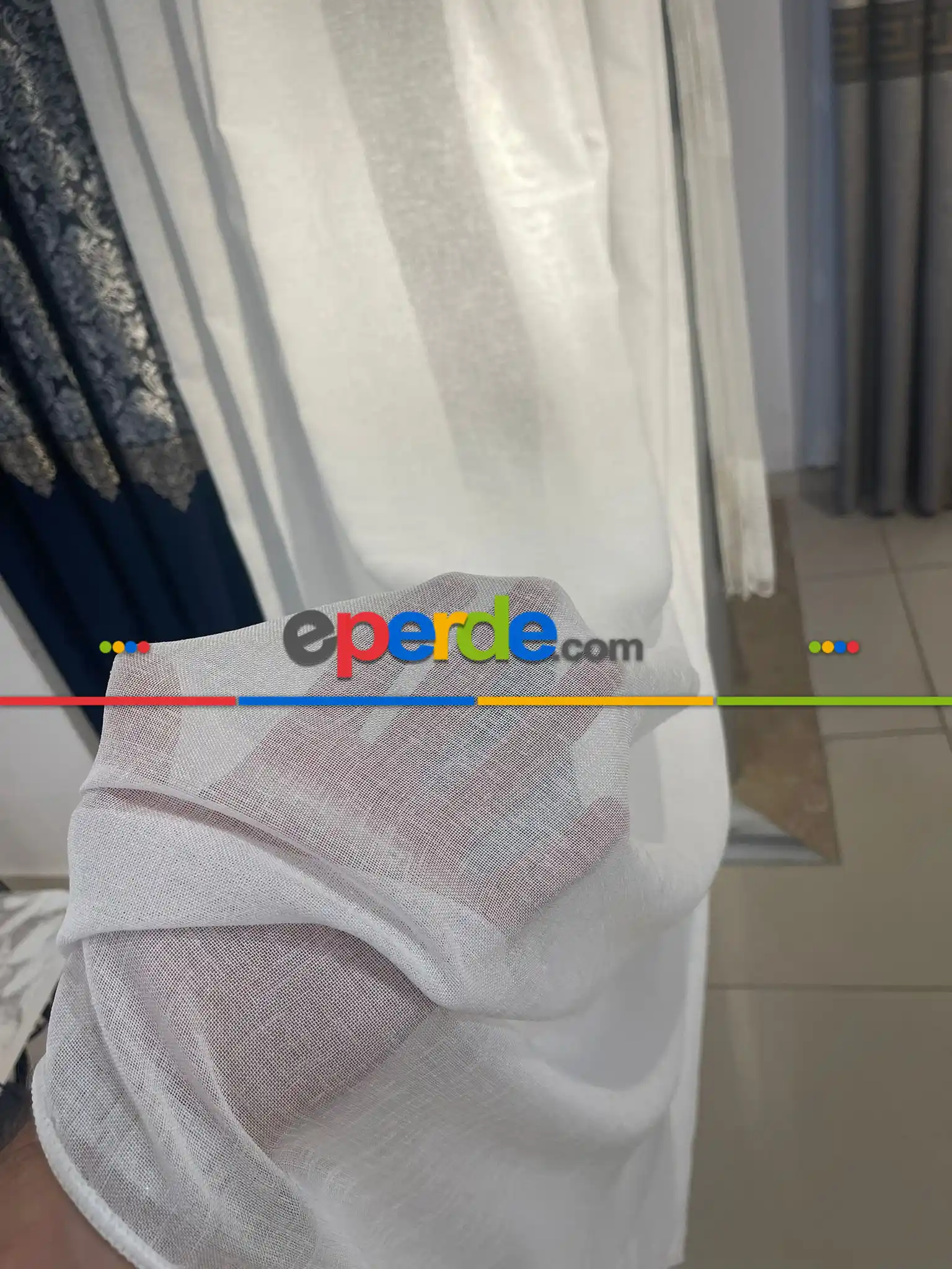 Salon - Keten Zemin Dökümlü Ağır Gramajlı Tül Perde