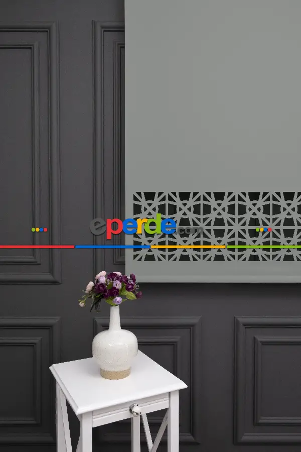 Salon Stor - Açık Gri Renk Lazer Kesim Mat Stor Perde (ister Düz - İster Lazer Kesimli Satın Alın)