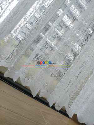 Fırsa Ürünü!! Hazır Ölçülü Spor Desen Fransız Dantel Patine Desenli Sık Pileli Tül Perde