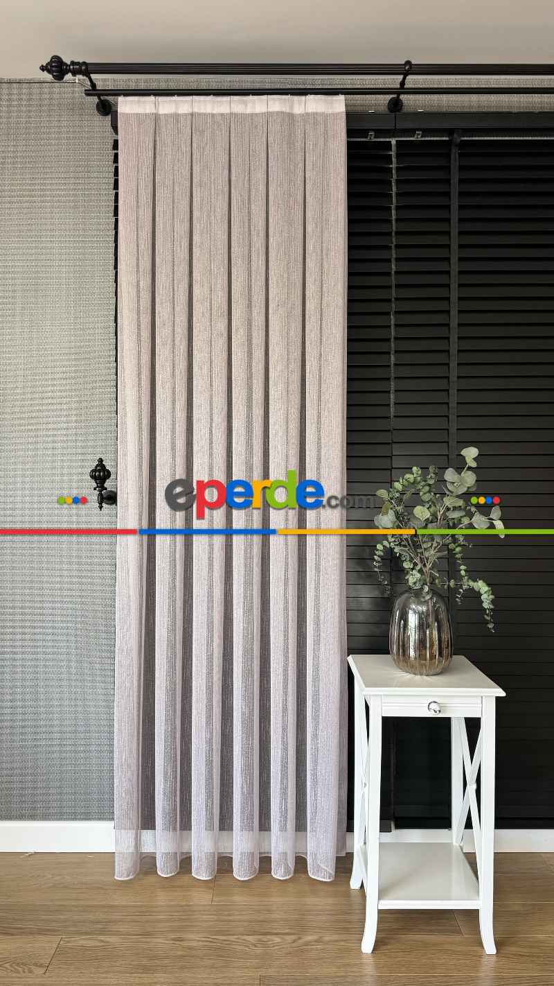 Bebek Odası Tül Perde - Pudra Pembe Şantuk Keten Düz Tül Perde - Premium Kalite Serisidir.