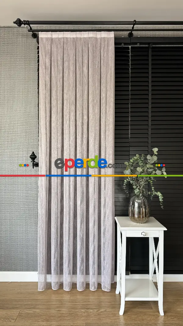 Bebek Odası Tül Perde - Pudra Pembe Şantuk Keten Düz Tül Perde - Premium Kalite Serisidir.