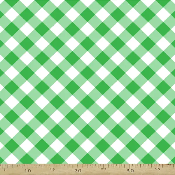 Yeşil Ekoseli Mutfak Perdesi Kanat Fon Perde Desenli- Yeşil