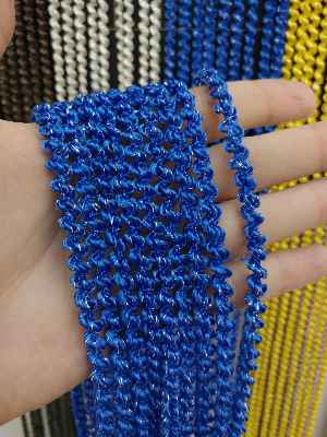 Mavi Rengi İp Perde Bukle Serisi- Mavi-gümüş