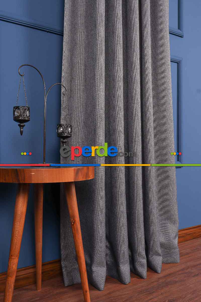 Gri Keten Blackout Karartma Fon Perde