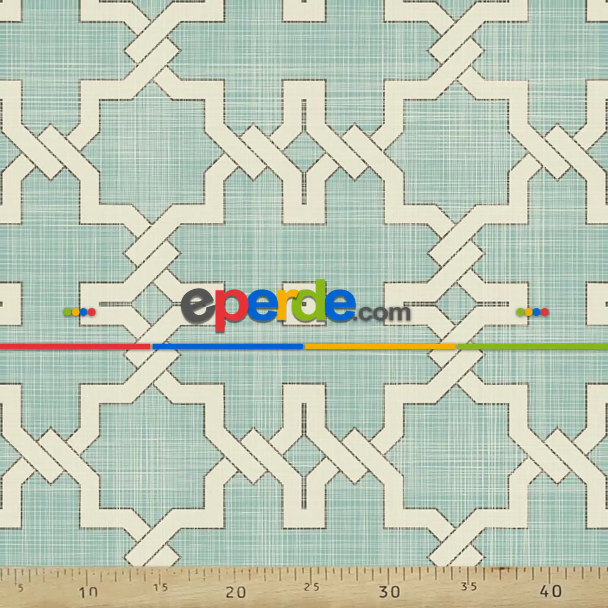 Geometrik Desenli Fon Perde Evm715 Kumaşı Kalındır Duck Bezi Değildir- Siyah-Mavi-Beyaz