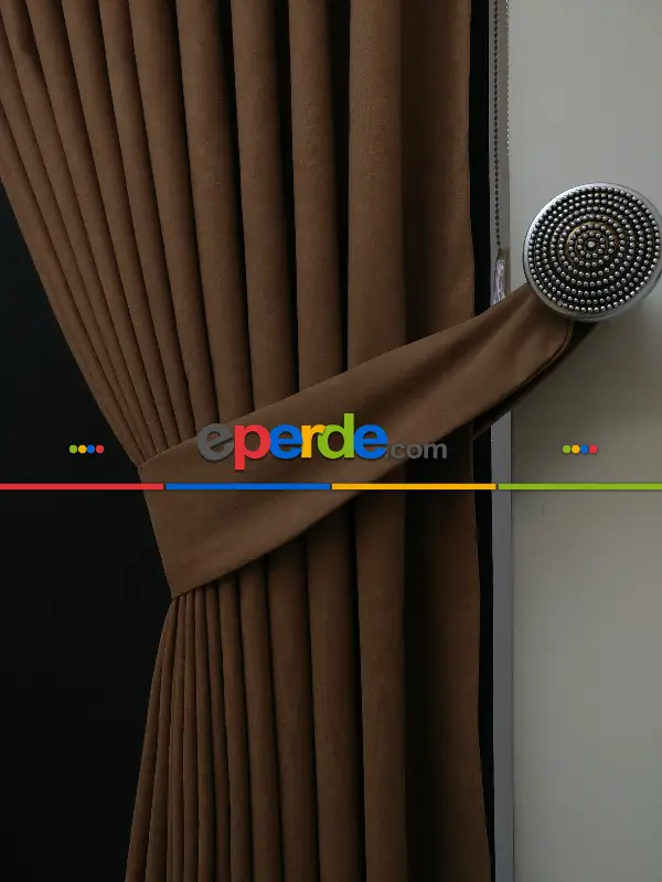 Bebek Odası - Düz Renk Kahverengi Dökümlü Fon Perde 807