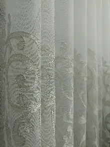 Oturma Odası - Eteği Duble Nakış İşlemeli Lüx Tül Perde Ikon 2021 -1- Krem-krem Açık