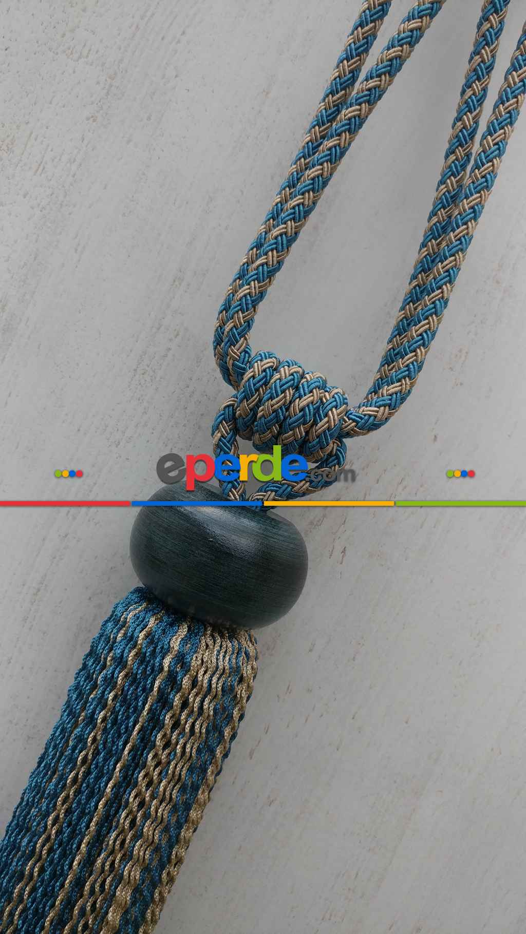 Petrol Mavisi Braçol Perde Bağı- Petrol Mavisi