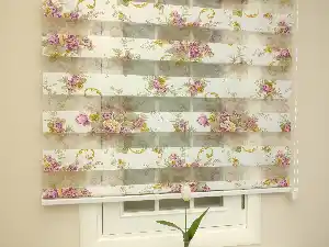 Zebra Perde - Çiçek Baskılı Çocuk Ve Genç Odası- Lila Açık Lila