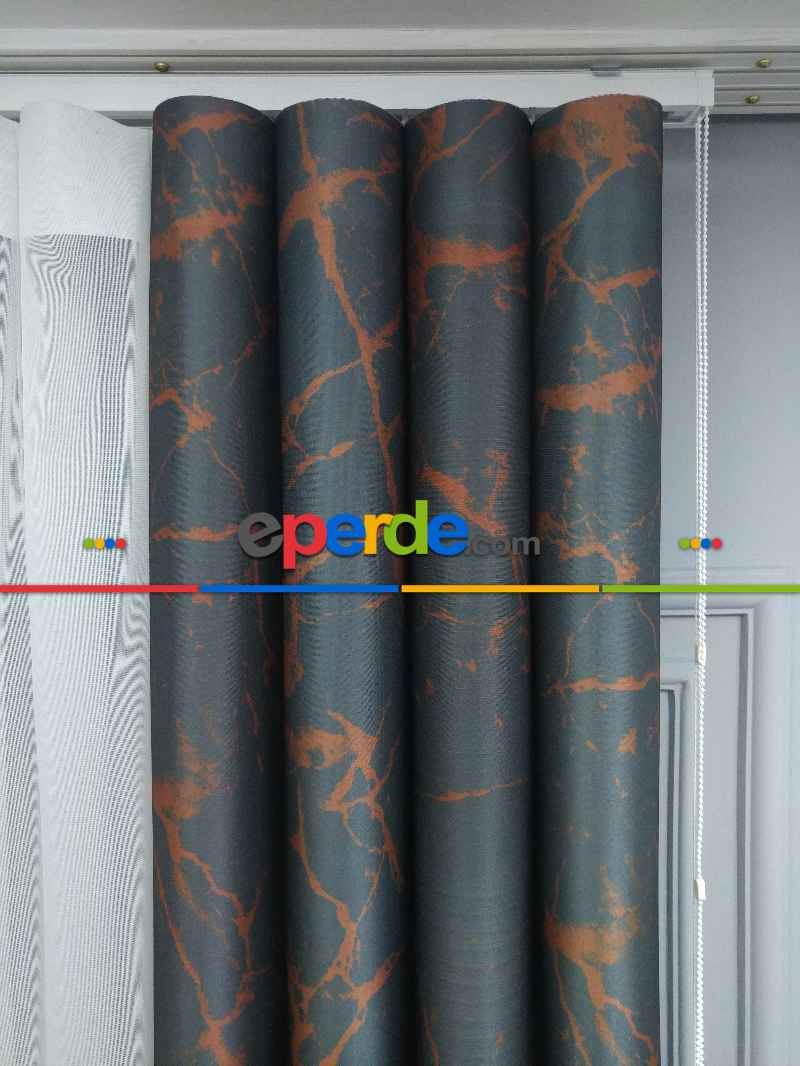 Yatak Odası - Lens Akıllı Dikey Tül Perde Mermer-23- Çok Renkli 2
