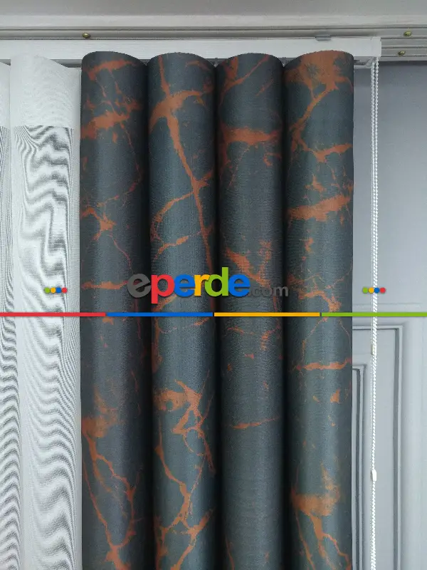 Lens Akıllı Dikey Tül Perde Mermer-23- Çok Renkli 2