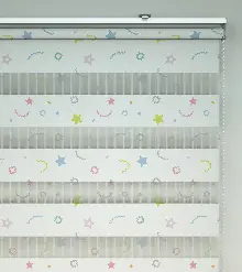 Yıldız Desenli Baskılı Zebra Perde- Çok Renkli