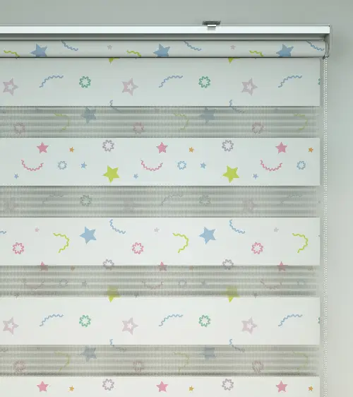 Yıldız Desenli Baskılı Zebra Perde- Çok Renkli