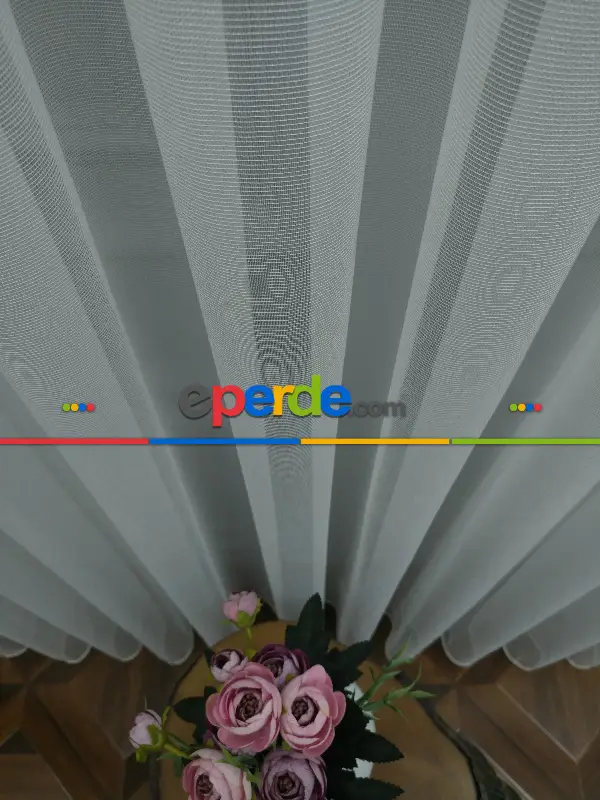 Salon Tül Perde - 2021 Sezonu - Düz Tül - Zemin Efektli Tül - Zırh Tül - Ütü İstemez- Ekru