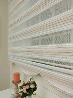 Salon Zebra Perde - Zebra Perde - Degrade Renk Geçişli Pileli Zebra Perde- Pembe Pudra Pembe