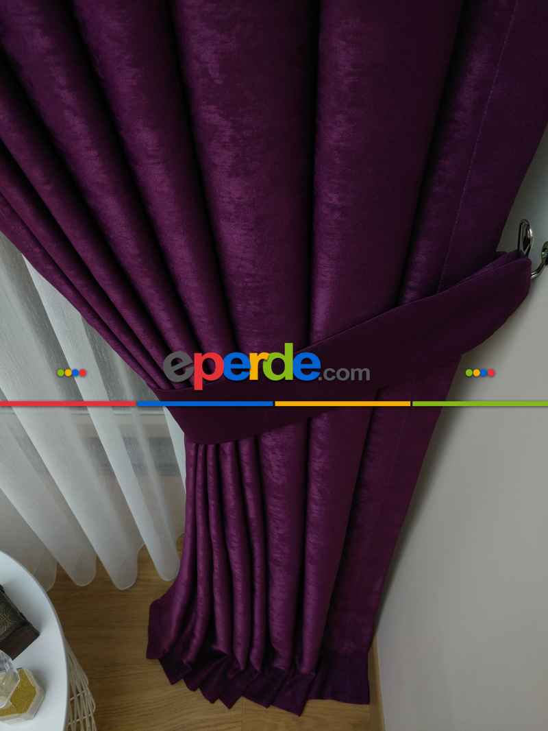 Soft Mürdüm Fon Perde (180)- Mor Patlıcan Moru