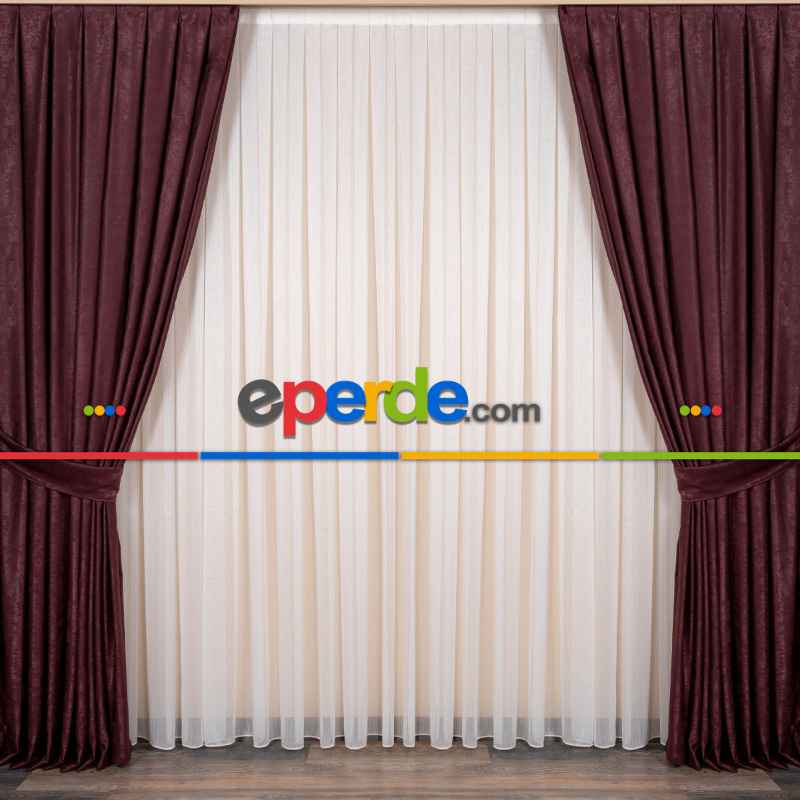Soft Fon Perde Mürdüm Kumaş Kanat Yan Perde- Mürdüm