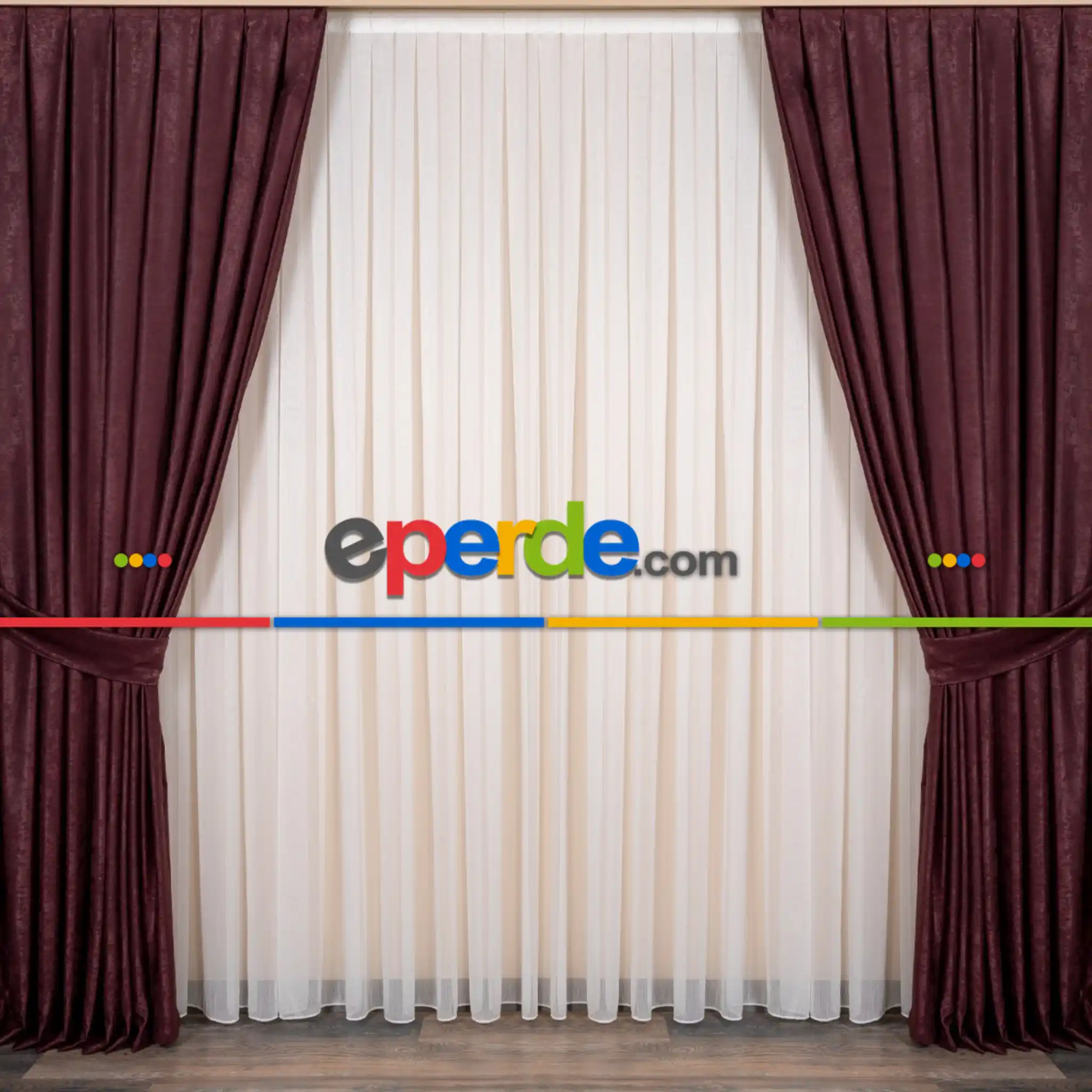 Soft Fon Perde Mürdüm Kumaş Kanat Yan Perde- Mürdüm