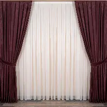 Soft Fon Perde Mürdüm Kumaş Kanat Yan Perde- Mürdüm