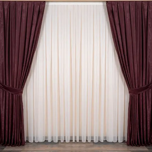 Soft Fon Perde Mürdüm Kumaş Kanat Yan Perde- Mürdüm