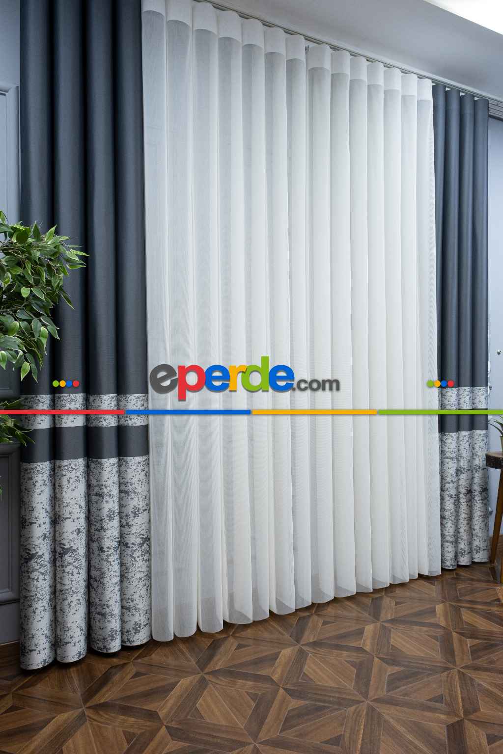 Lens Akıllı Dikey Tül Perde-16- Çok Renkli 2