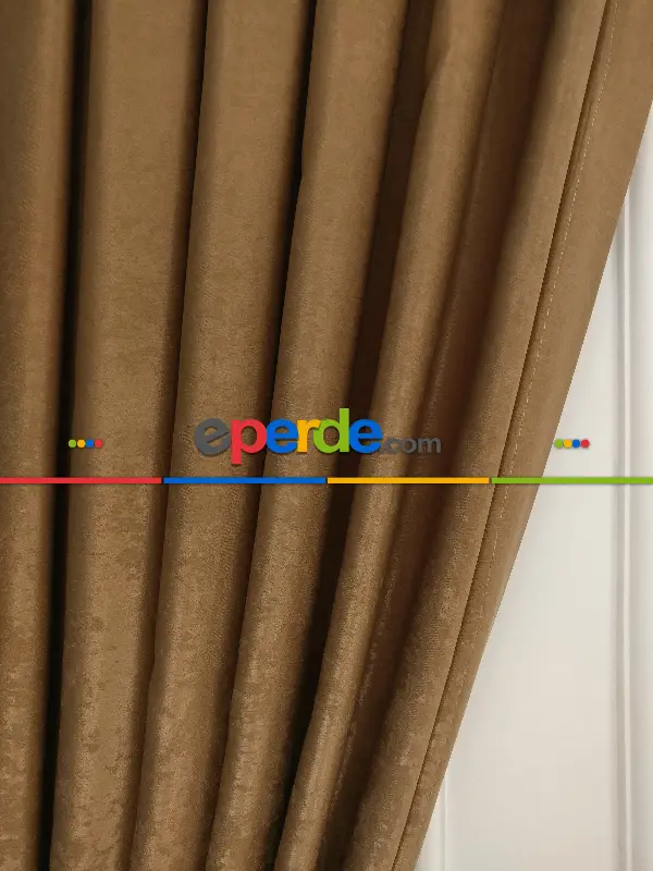 Salon - Soft Fon Perde Kakao Dökümlü En - Kahve Açık