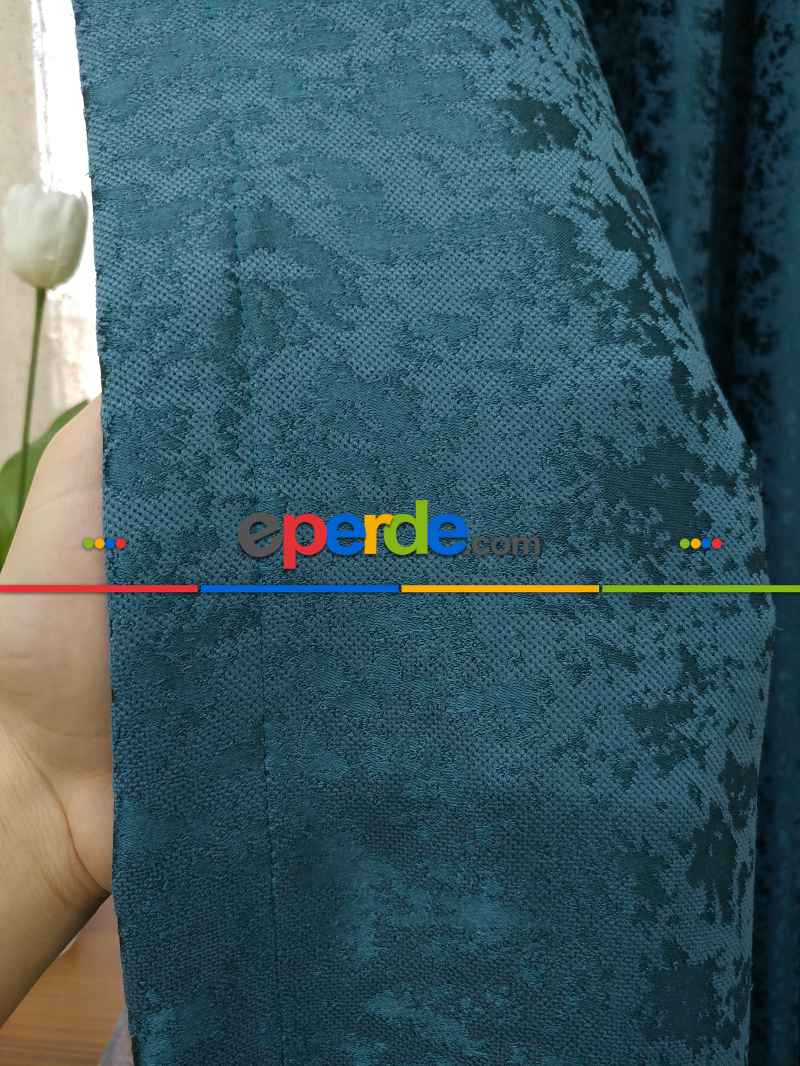 Petrol Duz Jakar Fon Perde (180)- Petrol Mavisi