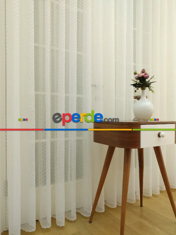 Mutfak Tül Perde Spor Desen - Ütü İstemez- Ekru