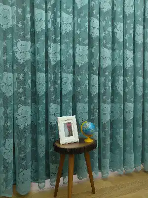 Ayıcıklı Çocuk Odası Perdesi- Turkuaz