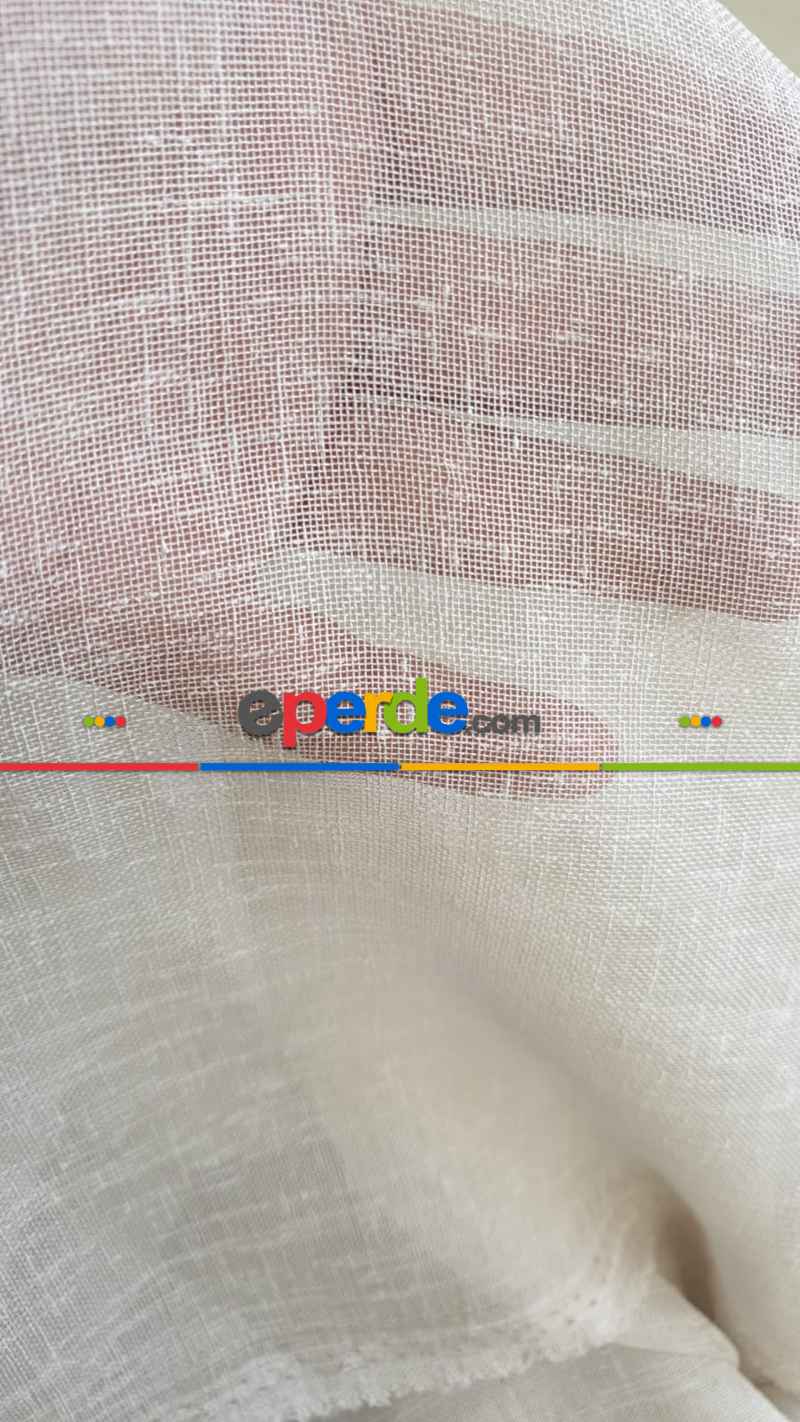 340cm'lik Extra Uzun Boylu Keten Tül - Soğuk Bej Rengi