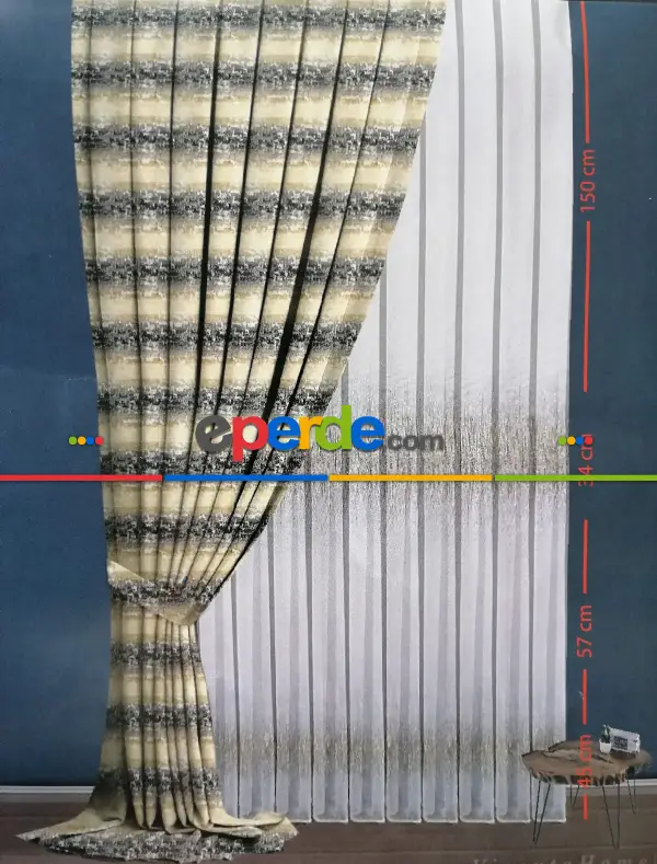 Br Kraliçe Tfs İşlemeli Brode Tül Perde - Pudra-bej