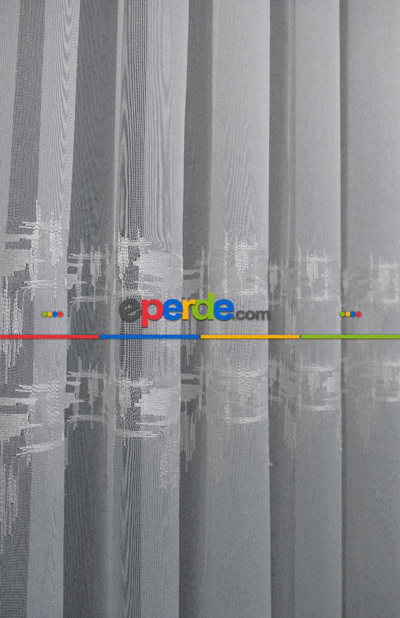 Oturma Odası - Brillant Örme Dantel Ekru Renk Yüksek Gramajlı Dökümlü Tül Perde- Ekru