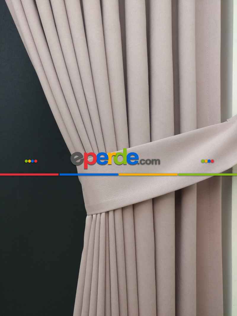 Düz Renk Dökümlü Fon Perde (150)- Pudra Pembe