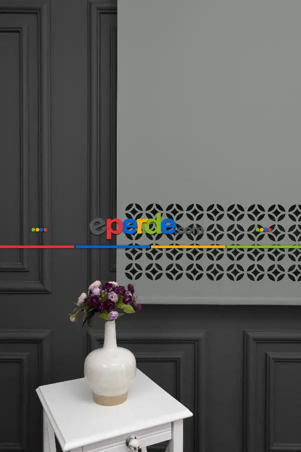 Salon Stor - Açık Gri Renk Lazer Kesim Mat Stor Perde (ister Düz - İster Lazer Kesimli Satın Alın)