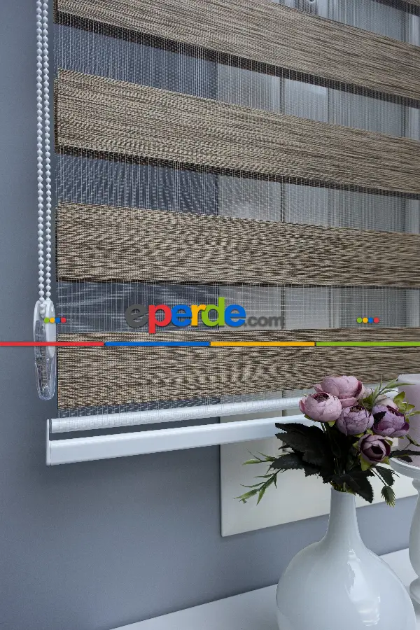 Oturma Odası - Zebra Perde Bambu Kumaş Kahve Rengi A Kalite Zebraperde- Kahverengi