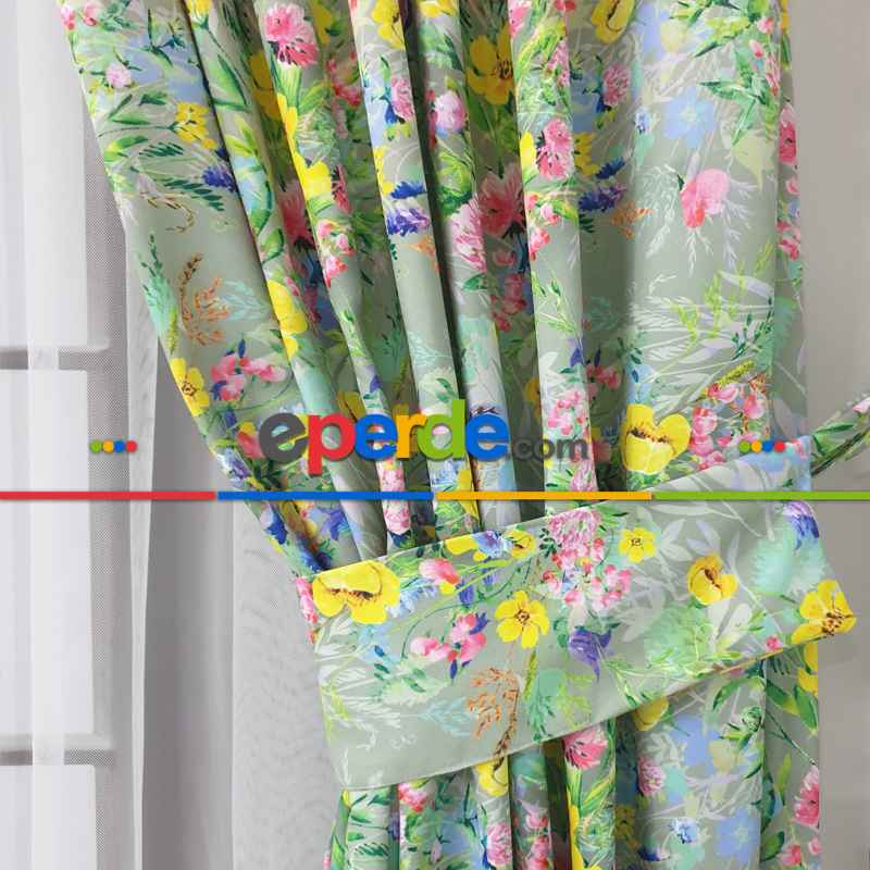 Çiçek Desenli Fon Perde K314 - Kumaşı Kalındır Duck Bezi Değildir- Gri-Füme-Antrasit-Sarı-Mor-Lila-Çok Renkli