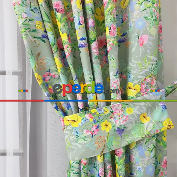 Çiçek Desenli Fon Perde K314 - Kumaşı Kalındır Duck Bezi Değildir- Gri-Füme-Antrasit-Sarı-Mor-Lila-Çok Renkli