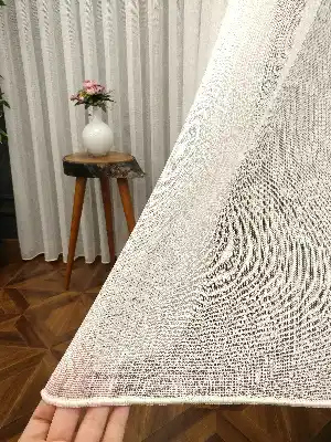 Salon Armürlü Tül Perde- Krem Açık
