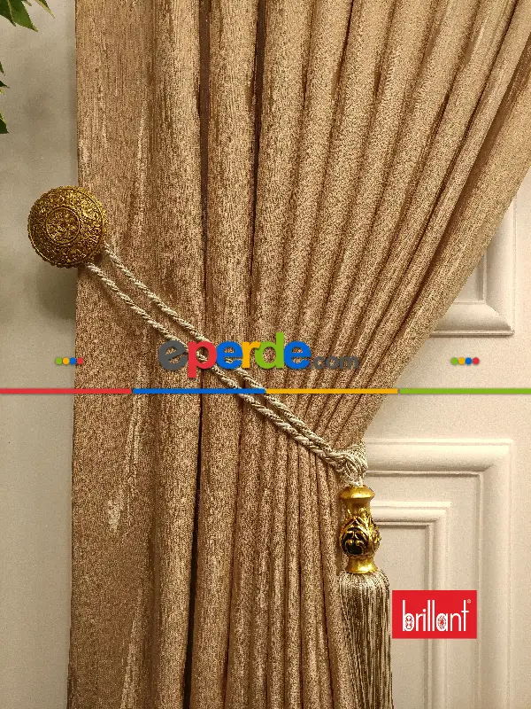 Brillant Jakar Fon Camel Renk Düz Fon Perde - Camel
