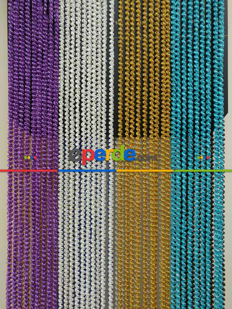 Eflatun Rengi İp Perde Bukle Serisi- Gümüş-eflatun