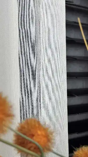 Ekru Bambu Keten Büzgülü Ekstraforlu Tül Perde