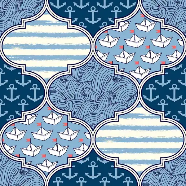 Geometrik Desenli Fon Perde Evm790 Kumaşı Kalındır Duck Bezi Değildir- Mavi-Beyaz